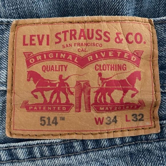 Levi's 514 Denim Jeans Men's Size 34x32 Blue Classic Straight Fit Zip Fly Flex - Picture 11 of 13